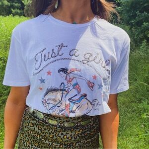 White Graphic Horse Western Tee